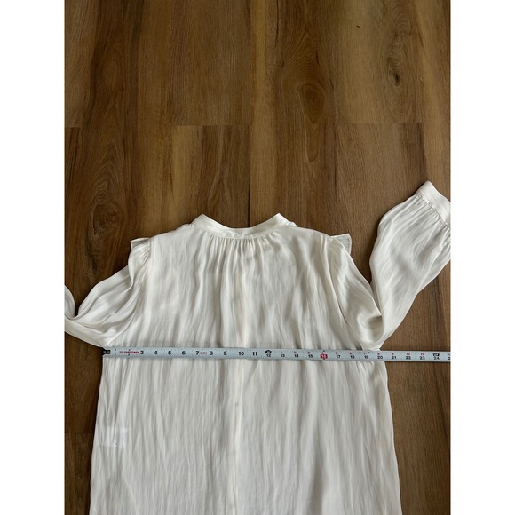 Zadig & Voltaire Tygg Satin Ruffle flounce Blouse White Womens Size M Luxury - Picture 8 of 8